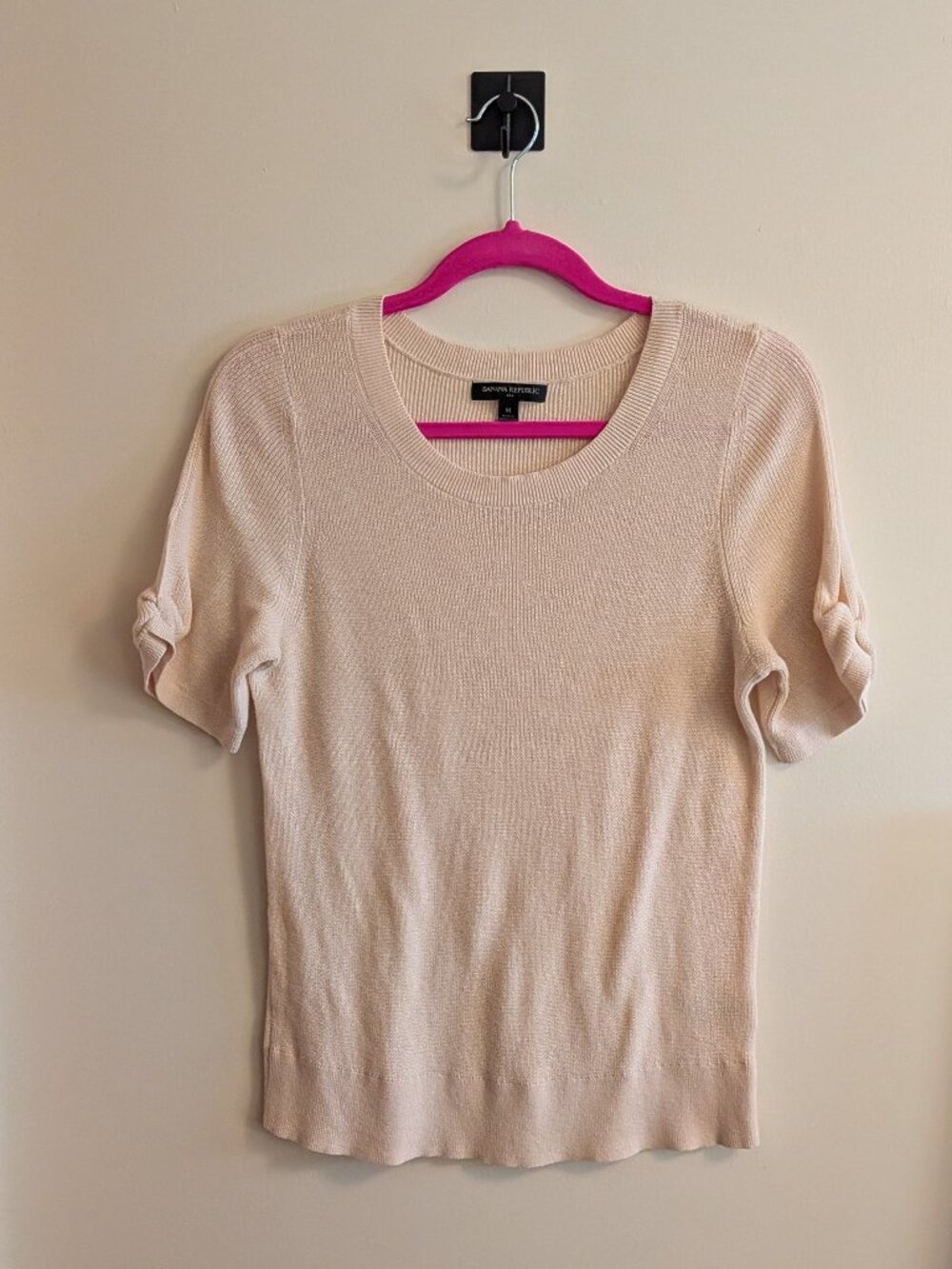 Banana Republic Short Sleeve Knit Top, Cream, Size M